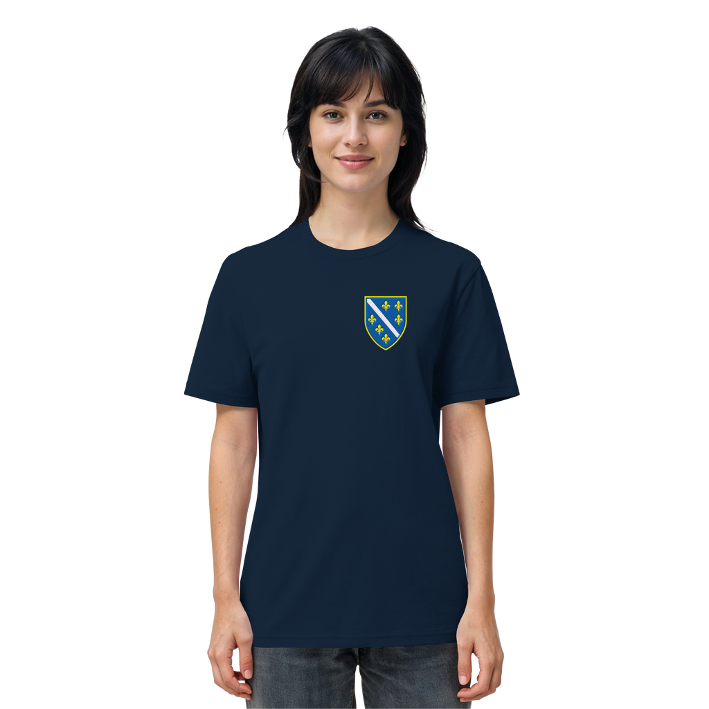 Bosnisches Wappen – Heimatliebe mit Stolz | Premium Stickerei - Organic Shirt