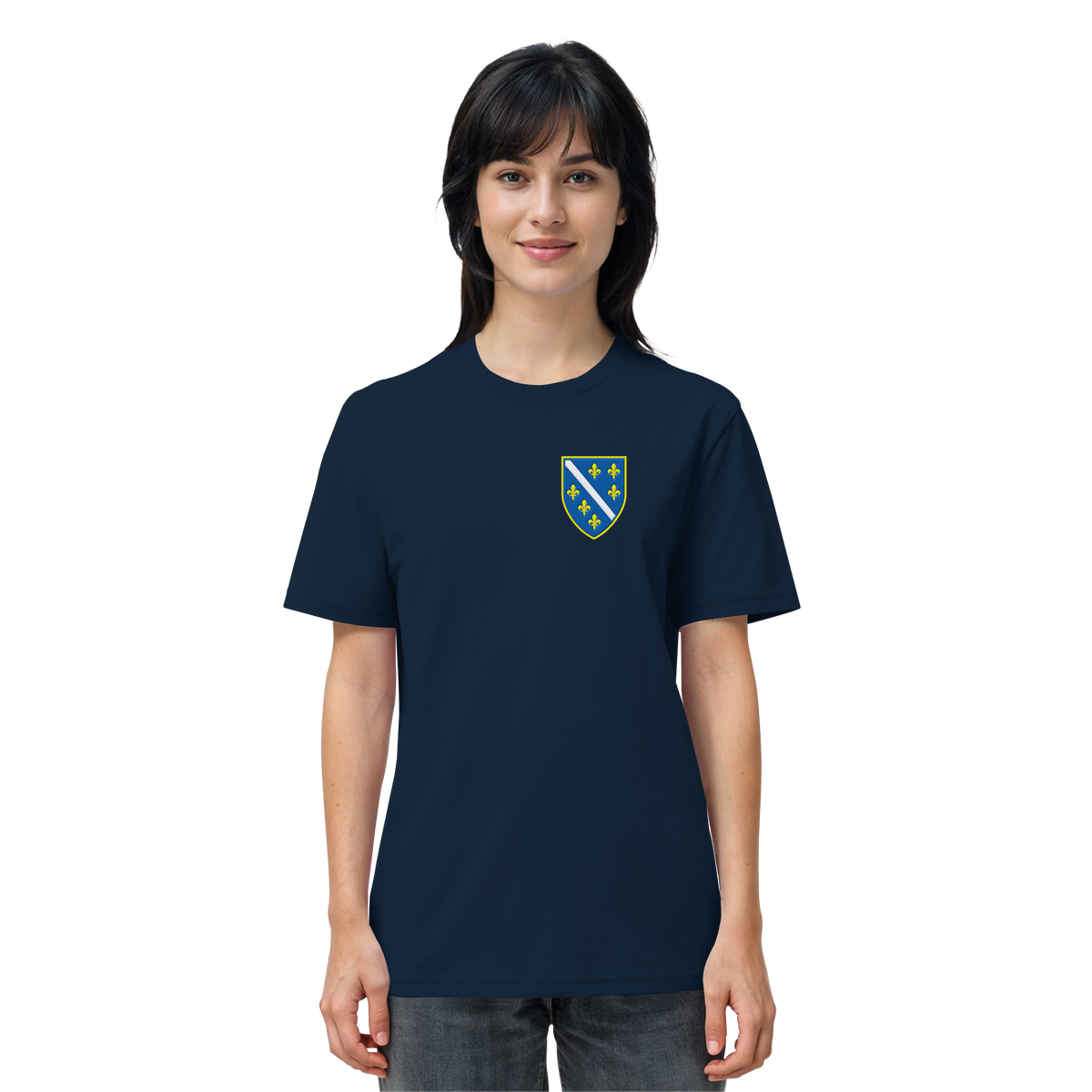 Bosnisches Wappen – Heimatliebe mit Stolz | Premium Stickerei - Organic Shirt