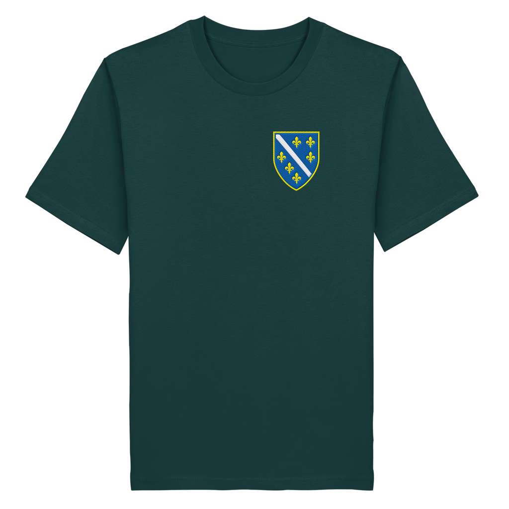 Bosnisches Wappen – Heimatliebe mit Stolz | Premium Stickerei - Organic Shirt