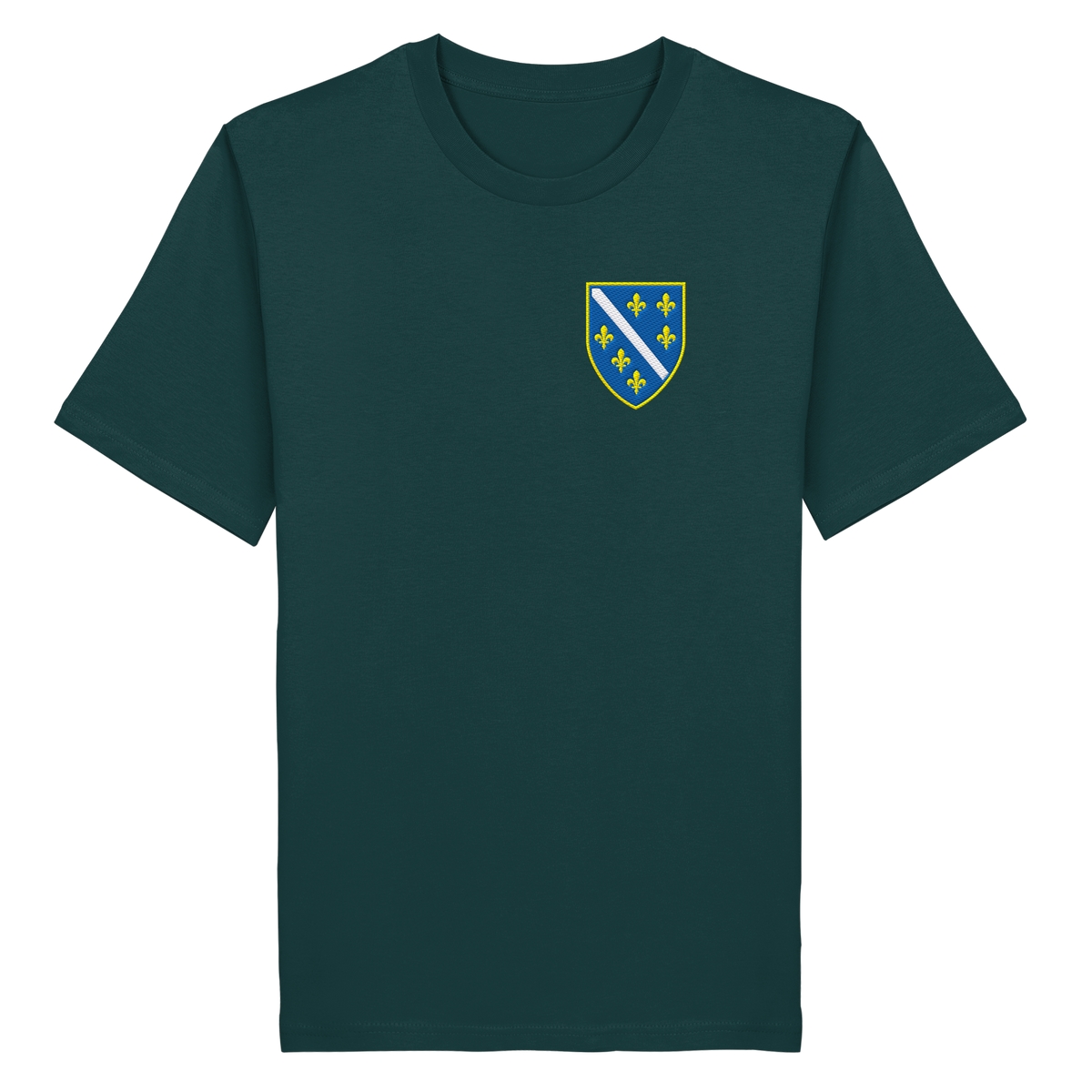 Bosnisches Wappen – Heimatliebe mit Stolz | Premium Stickerei - Organic Shirt