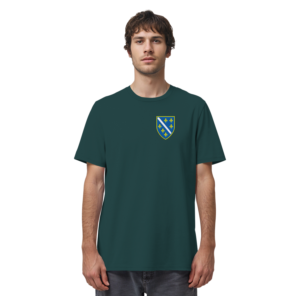 Bosnisches Wappen – Heimatliebe mit Stolz | Premium Stickerei - Organic Shirt