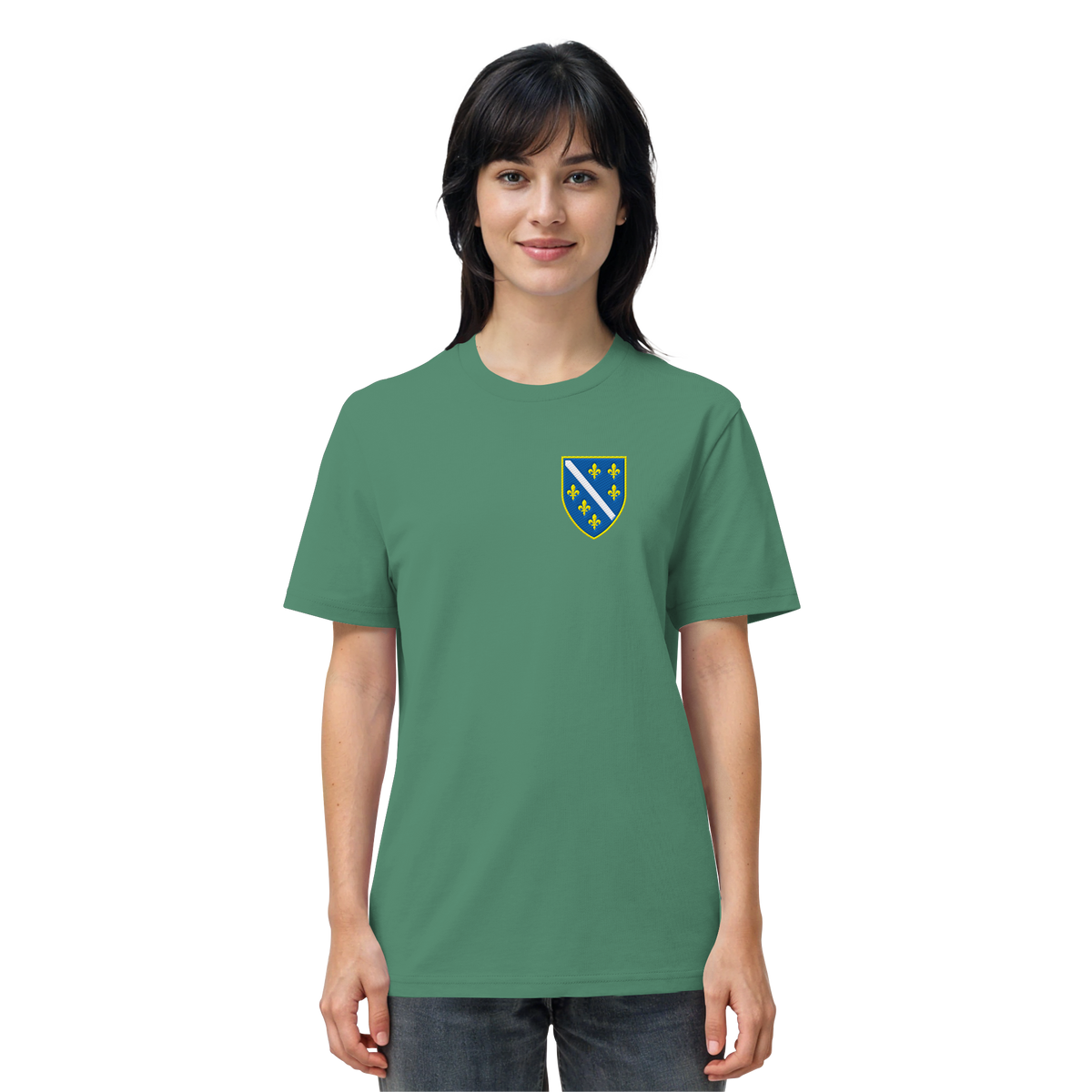Bosnisches Wappen – Heimatliebe mit Stolz | Premium Stickerei - Organic Shirt