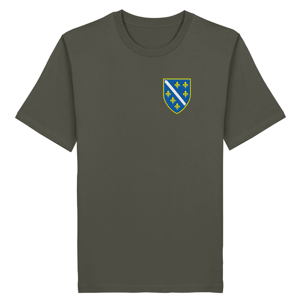 Bosnisches Wappen – Heimatliebe mit Stolz | Premium Stickerei - Organic Shirt