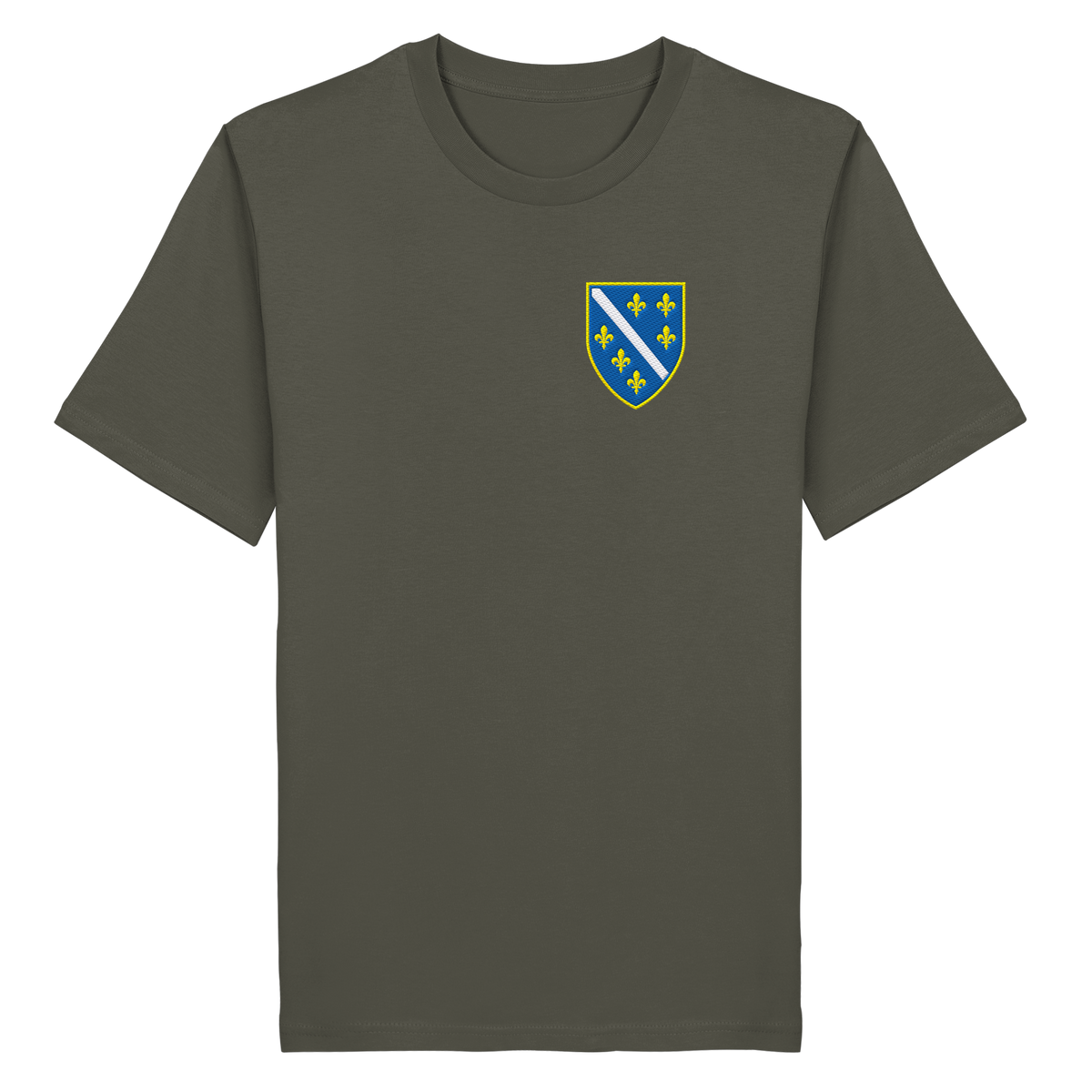 Bosnisches Wappen – Heimatliebe mit Stolz | Premium Stickerei - Organic Shirt