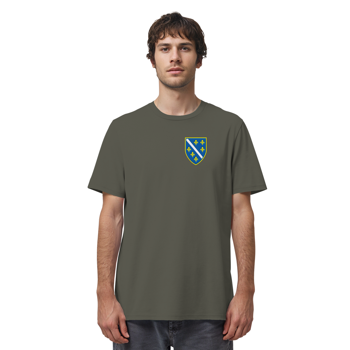 Bosnisches Wappen – Heimatliebe mit Stolz | Premium Stickerei - Organic Shirt
