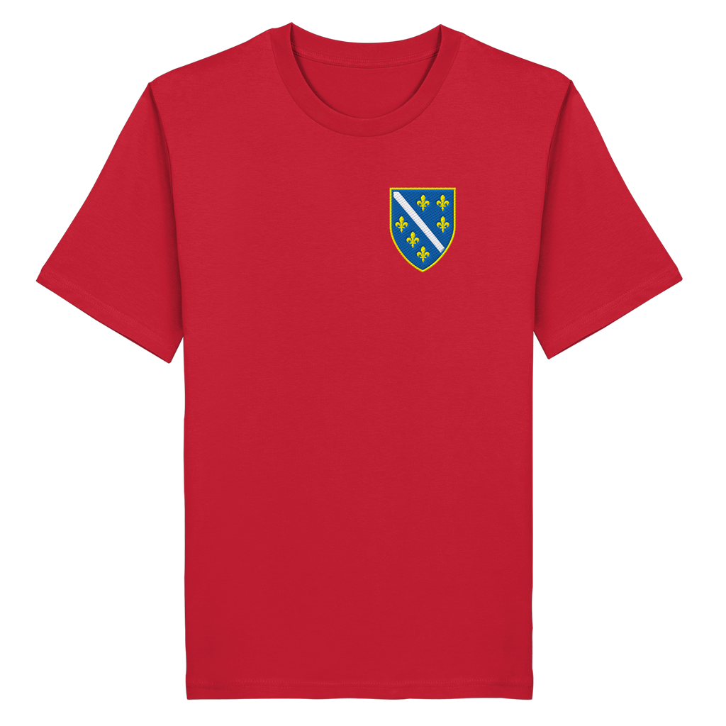 Bosnisches Wappen – Heimatliebe mit Stolz | Premium Stickerei - Organic Shirt