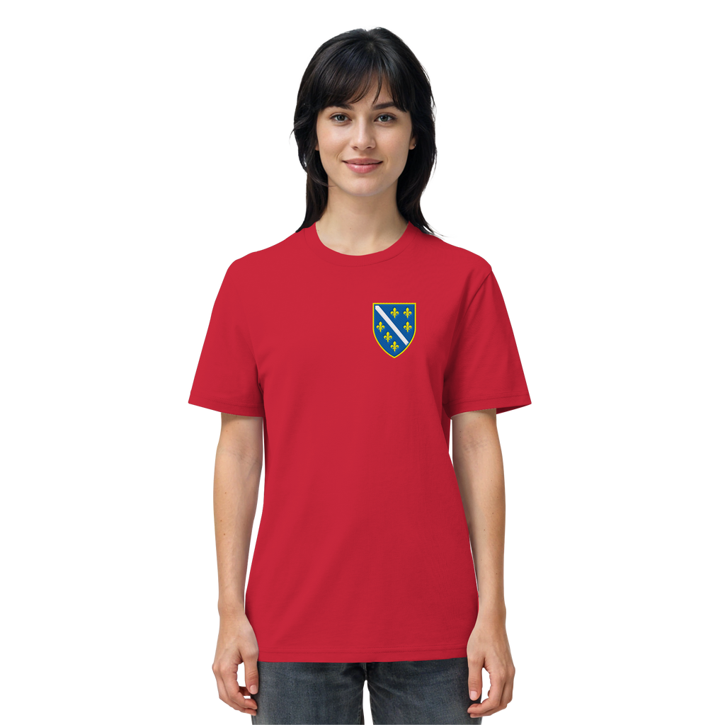 Bosnisches Wappen – Heimatliebe mit Stolz | Premium Stickerei - Organic Shirt