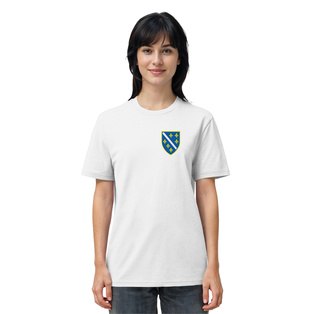 Bosnisches Wappen – Heimatliebe mit Stolz | Premium Stickerei - Organic Shirt