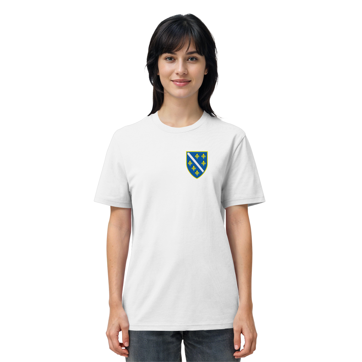 Bosnisches Wappen – Heimatliebe mit Stolz | Premium Stickerei - Organic Shirt