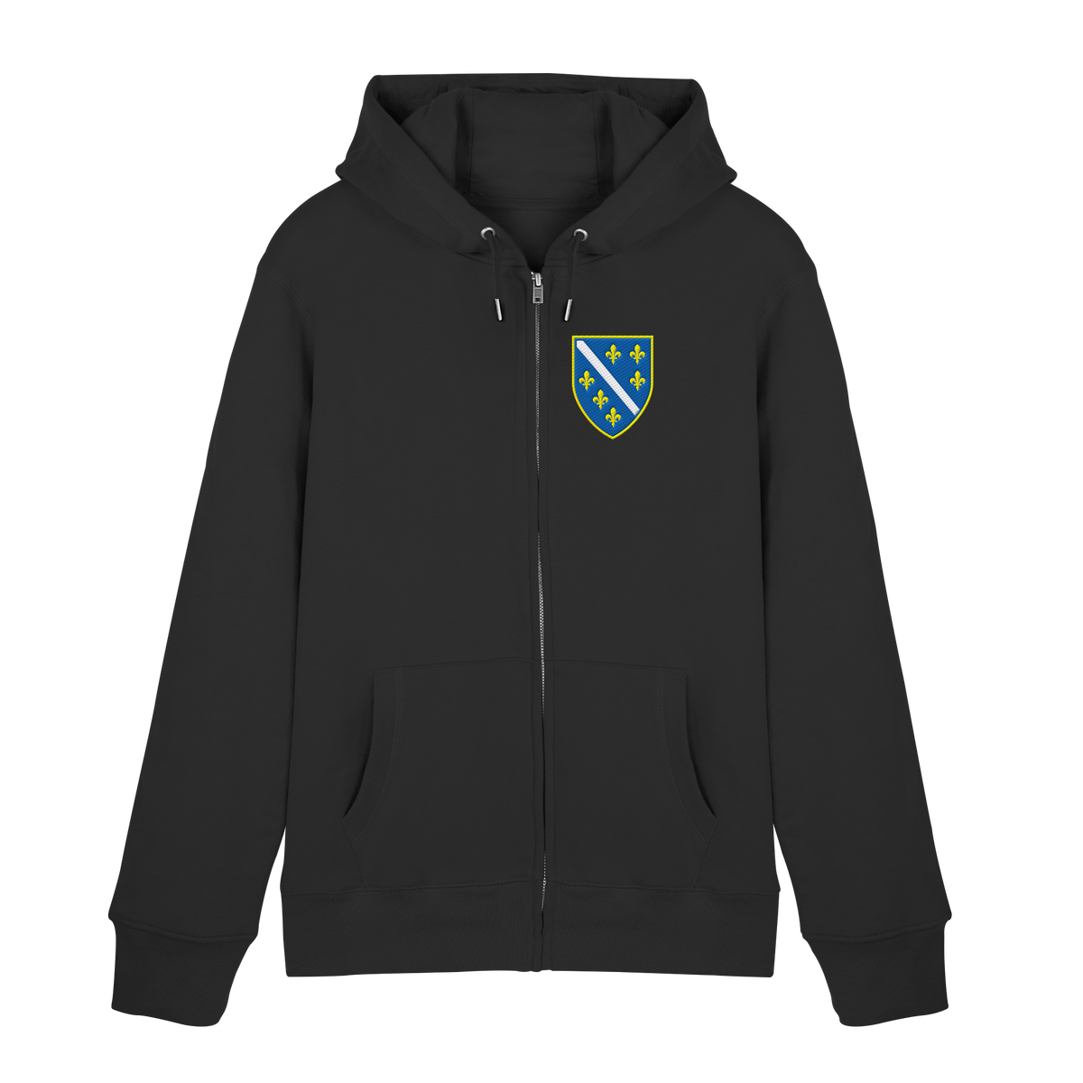 Bosnisches Wappen – Heimatliebe mit Stolz | Premium Stickerei - Zipper