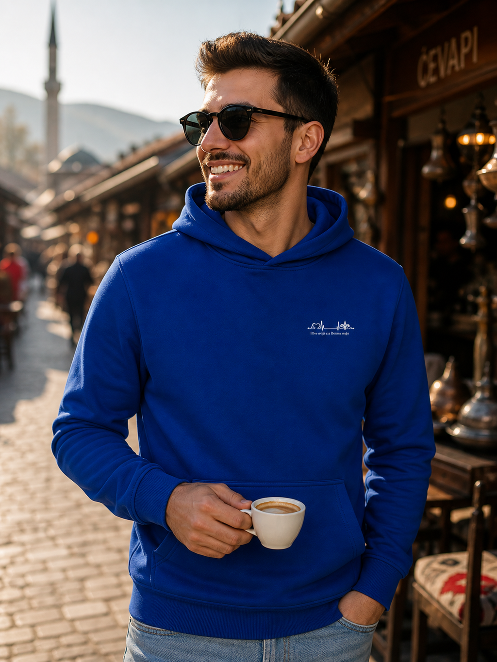 Men's Premium Organic Hoodie – Za Bosnu Moju | Left Chest