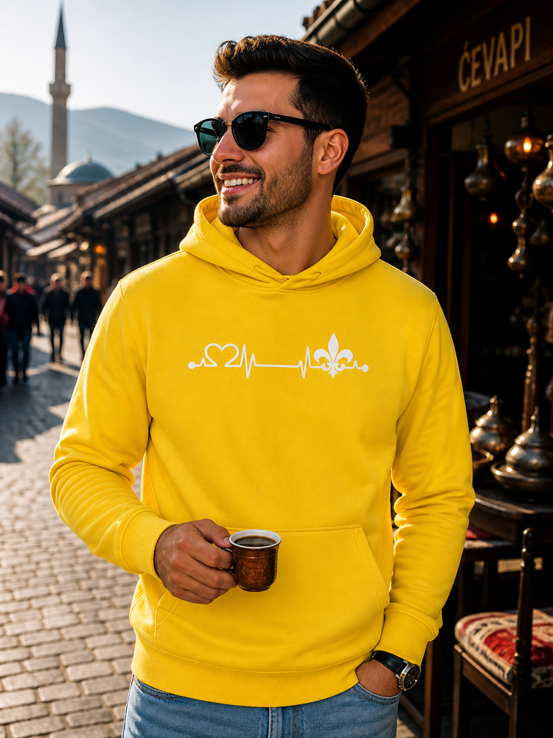 Men's Premium Organic Hoodie – Srce Bosne | Front Print