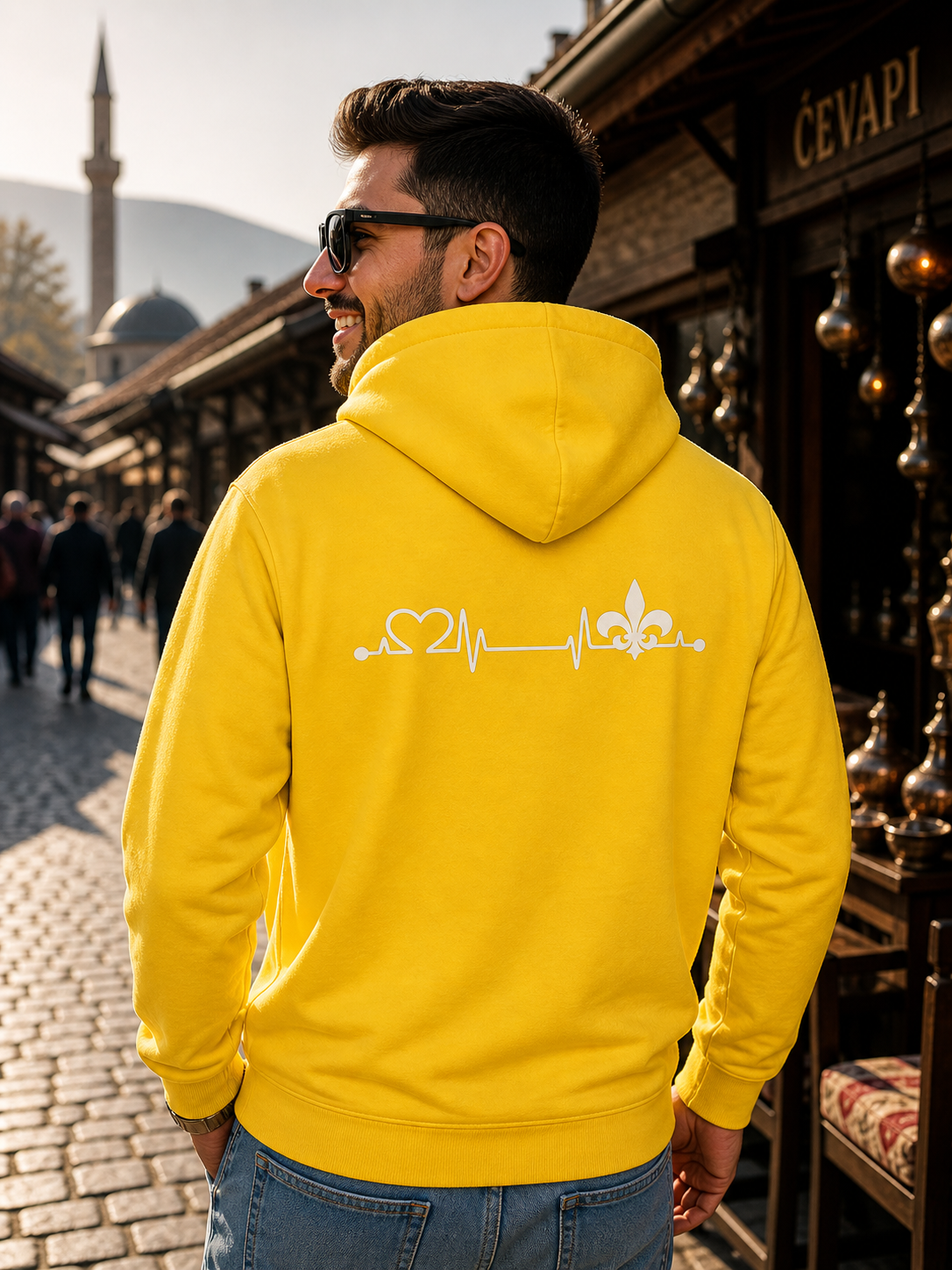 Men's Premium Organic Hoodie – Srce Bosne | Back Print