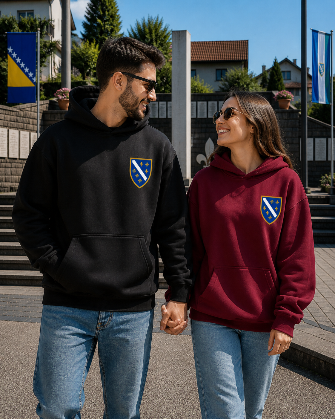 Unisex Oversize Hoodie - Bosanski Grb sa ljiljanima | Links Brust