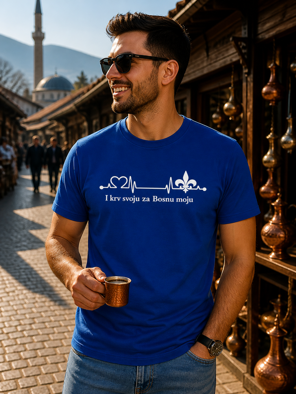 Herren Heavy Cotton T-Shirt – Za Bosnu Moju | Frontprint