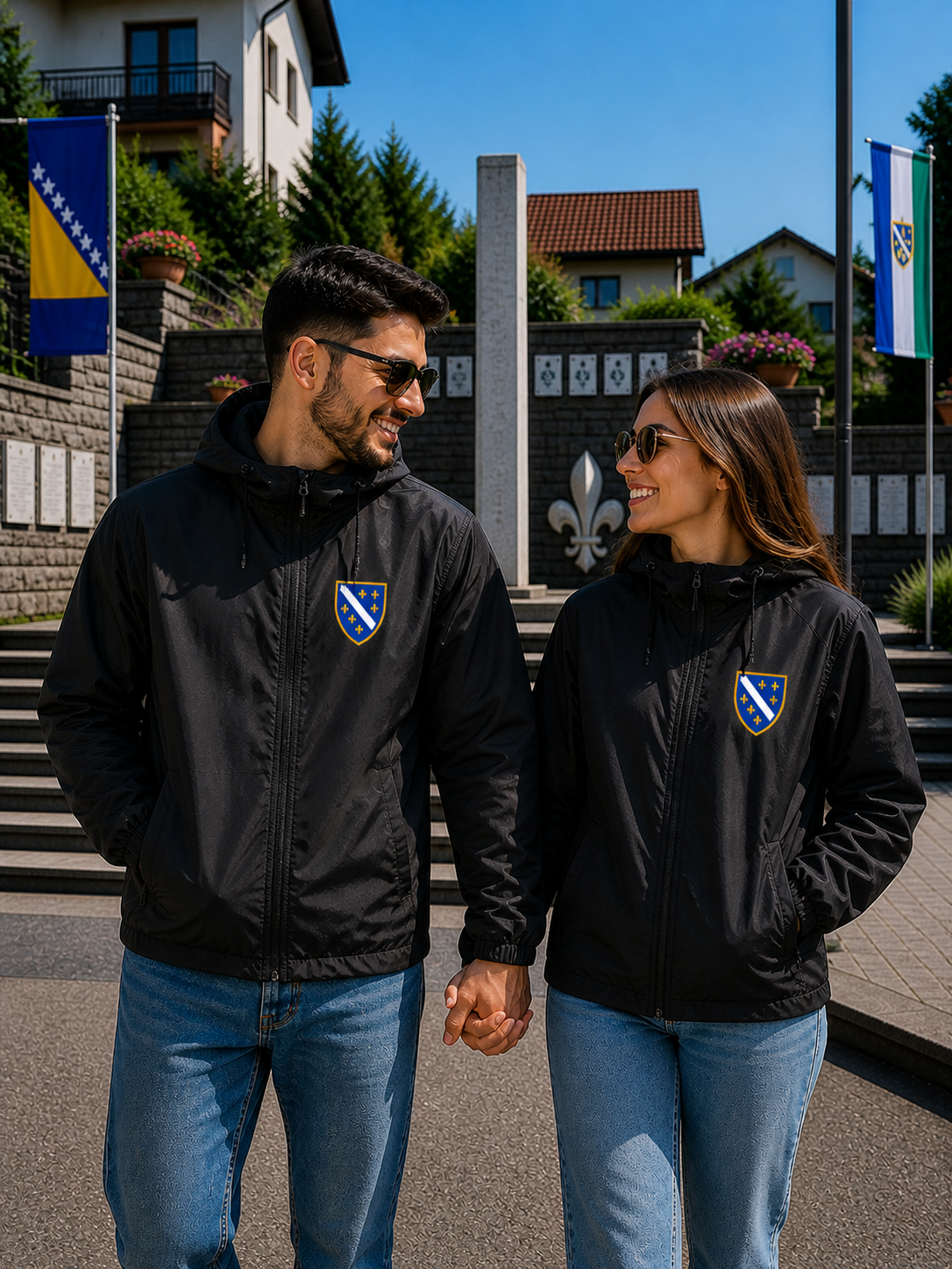 Windbreaker - Bosnian Coat of Arms with Lilies | Left Chest