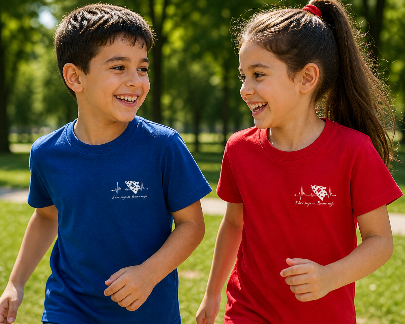 Kids Premium Organic T-Shirt Bosnia - Bosna Heartbeat | Left Chest