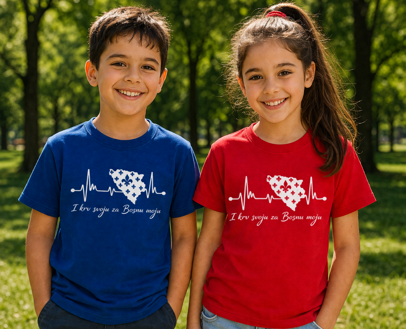 Kids Premium Organic T-Shirt Bosnia – Bosna Heartbeat | Front Print