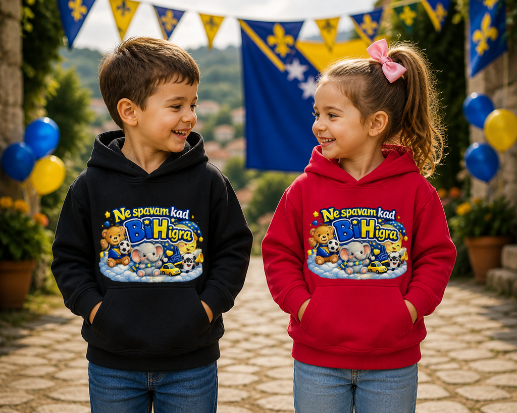 Kinder Premium Bio Hoodie - Ne spavam kad igra BiH | Frontprint