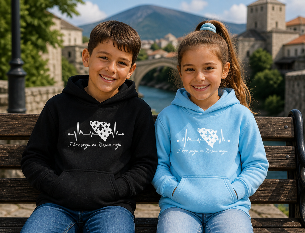 Kids Basic Hoodie Bosnien – Bosna Herzschlag | Frontprint