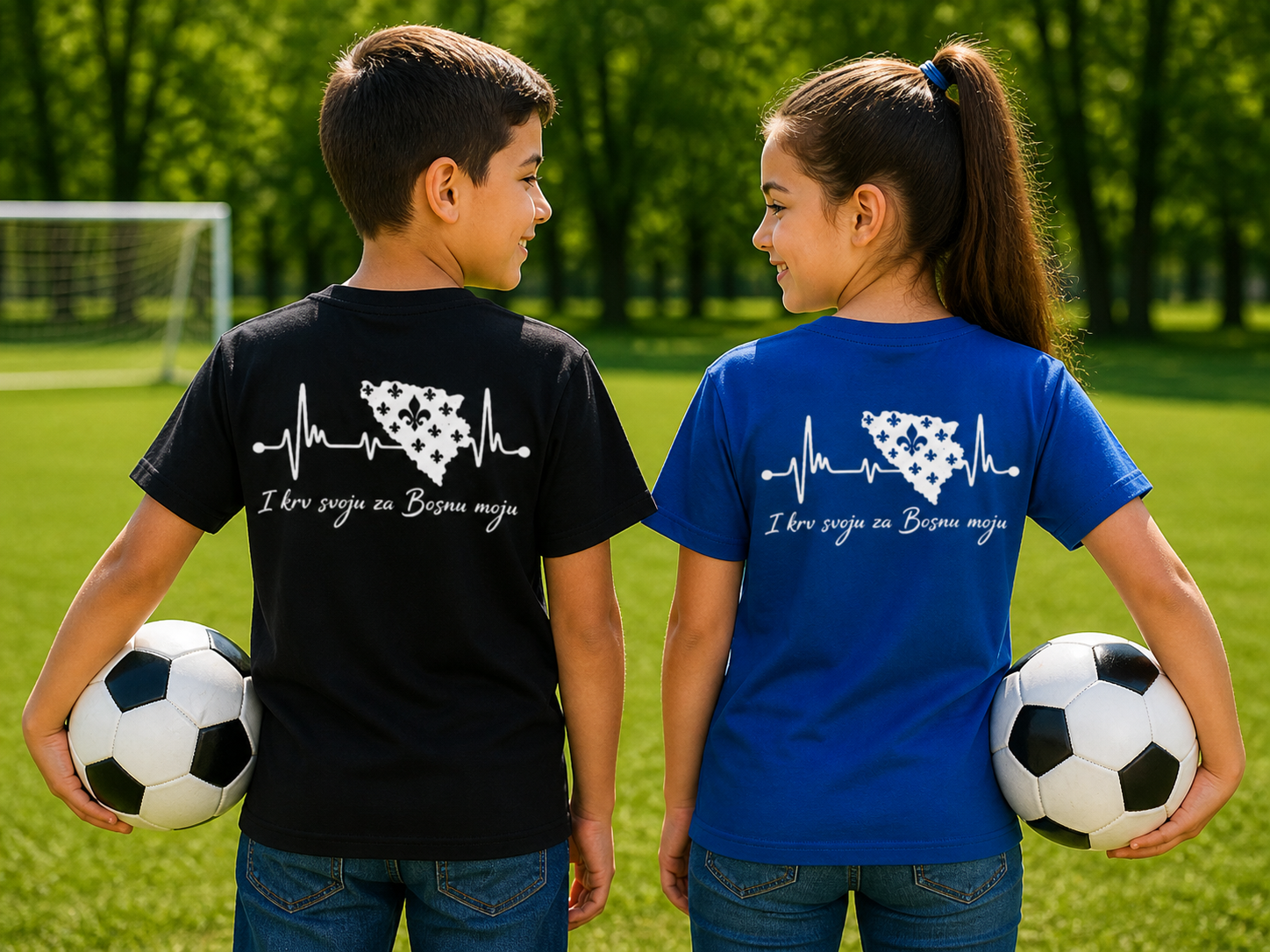 Kids Basic T-Shirt Bosnia - Bosna Heartbeat | Backprint