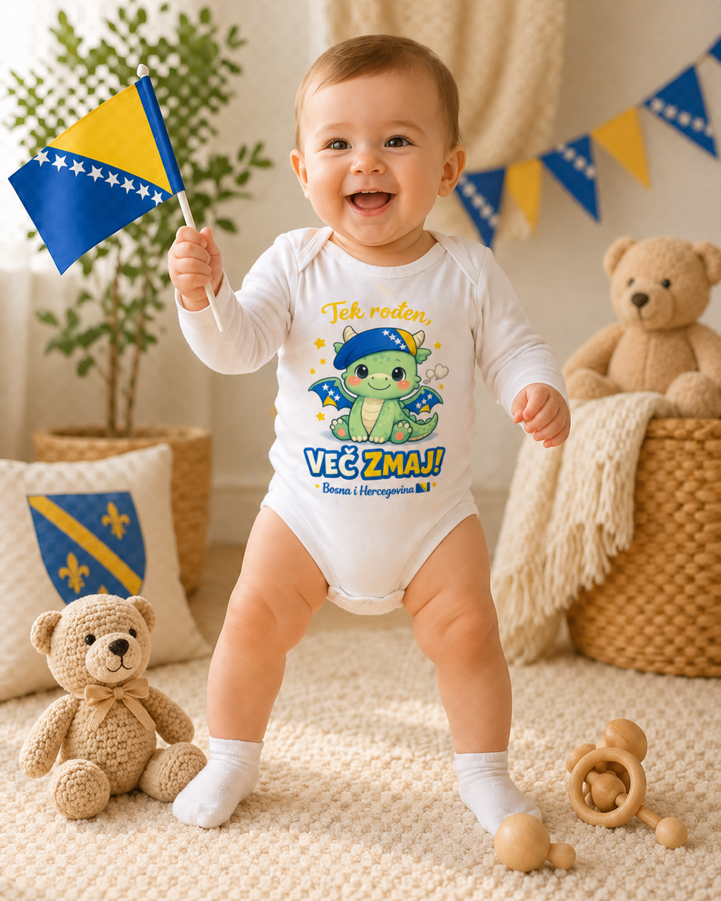 Baby Bio Bodi dugih rukava – Mali zmaj | Prednja štampa